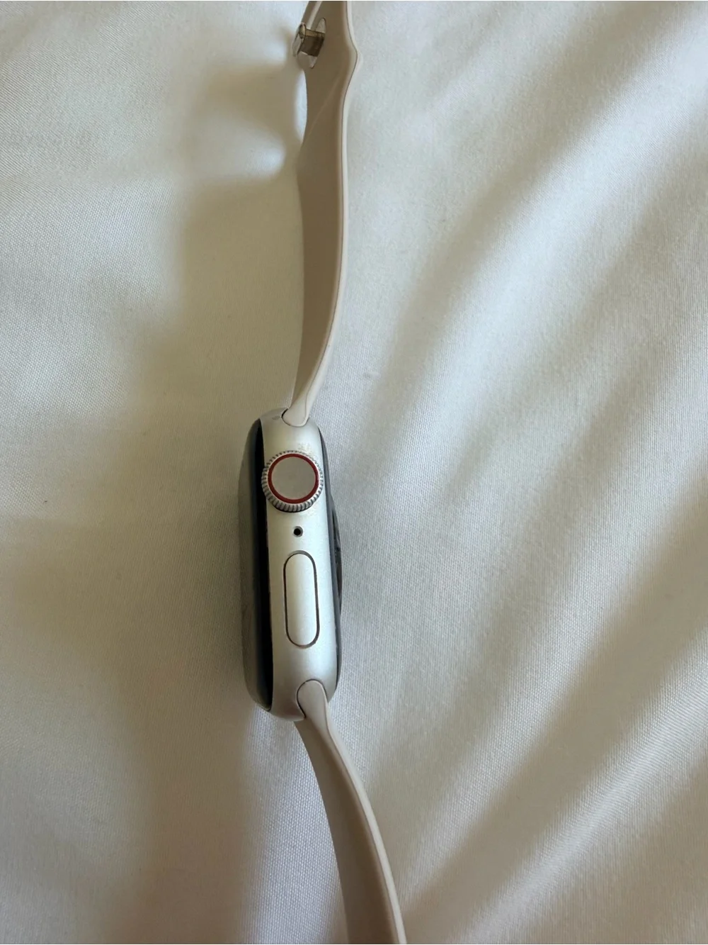 Apple Watch Series 6 with Light Beige Silicone Band